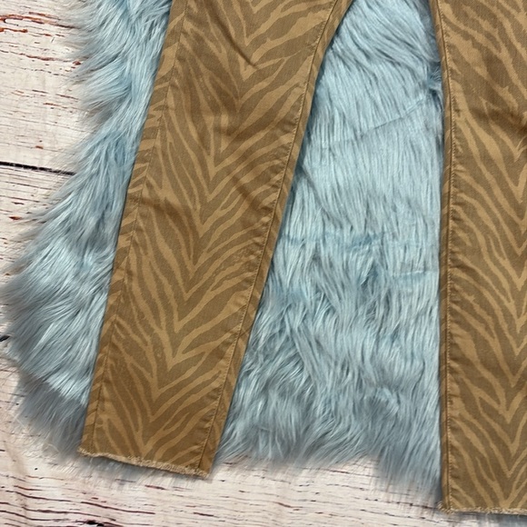 Mother The Looker Ankle Fray Sweet Stripes Skinny Animal Print Tan Jeans - Picture 10 of 12